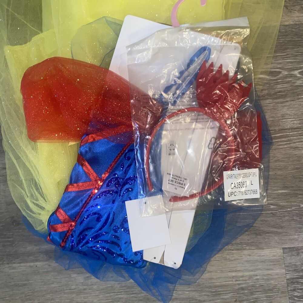 Halloween Costume Girl Disney Fairy Tale Princess Snow White   Large 10-12 New - Picture 7 of 7